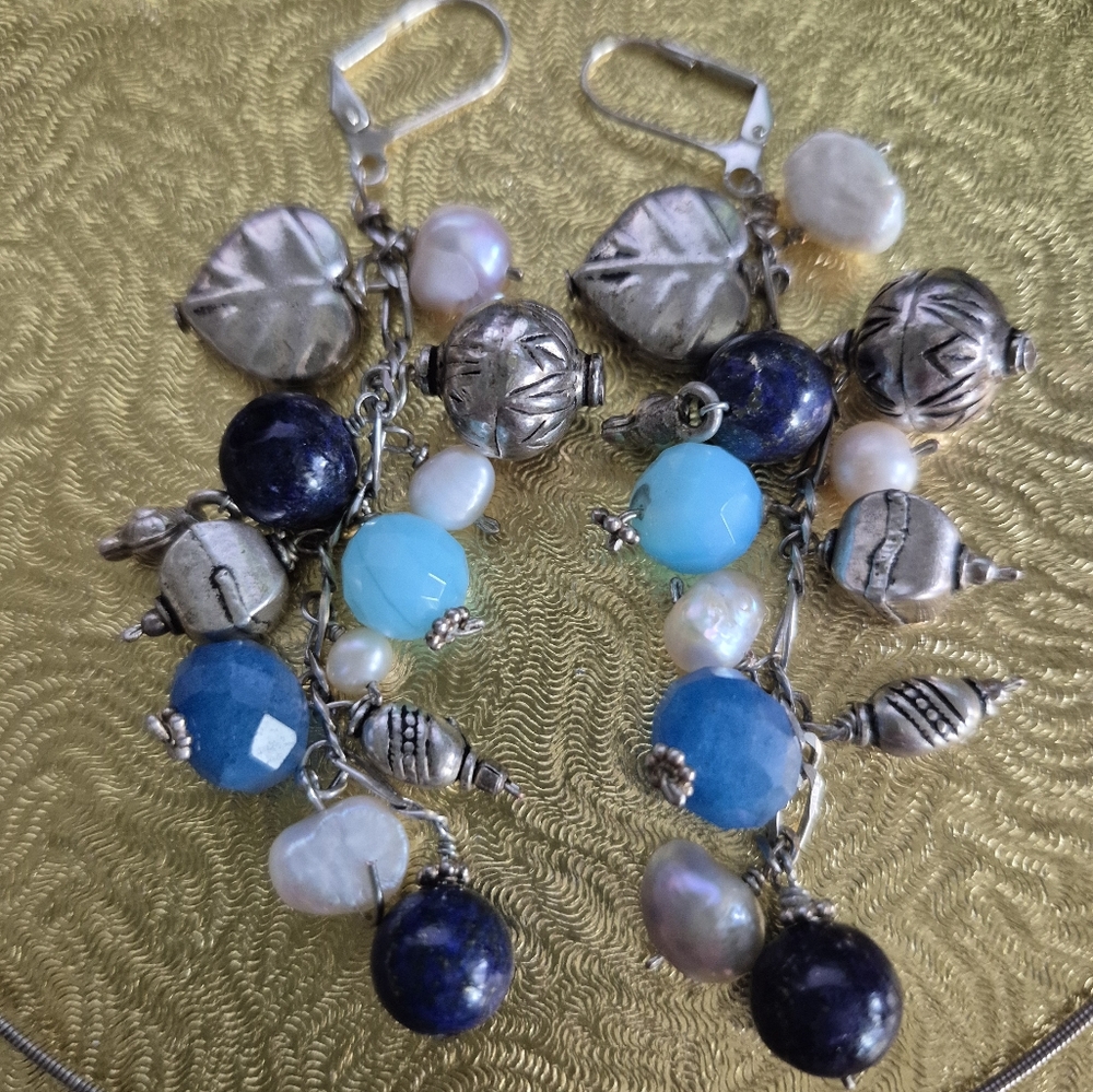 Italian Solid Sterling Silver Cluster Earrings W/… - image 7